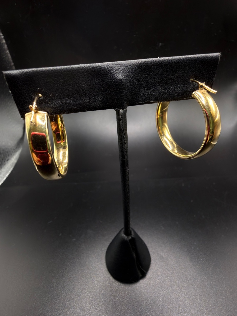 14K YELLOW GOLD 1” HOOP EARRINGS 6mm SHINY CLASSIC TIMELESS CHIC JEWELRY - Picture 9 of 11